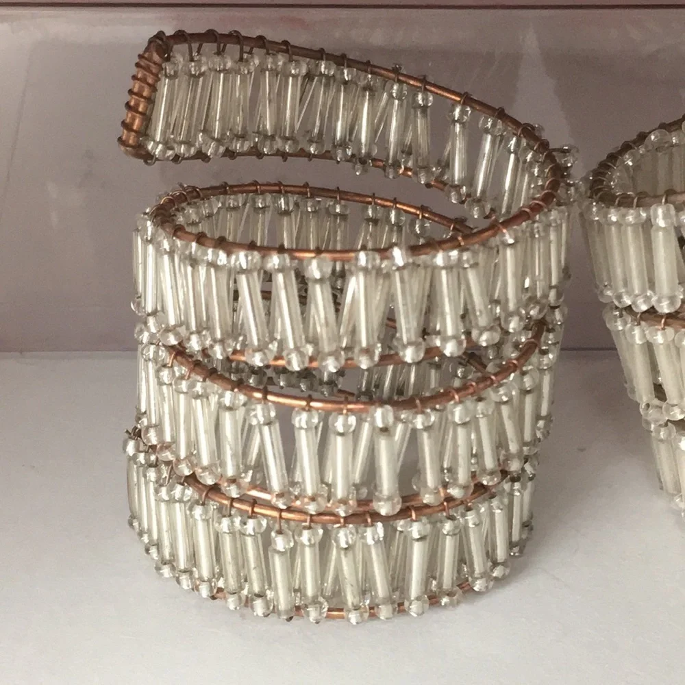 Pier 1 Imports Set of 4 Beaded Spiral Napkin rings